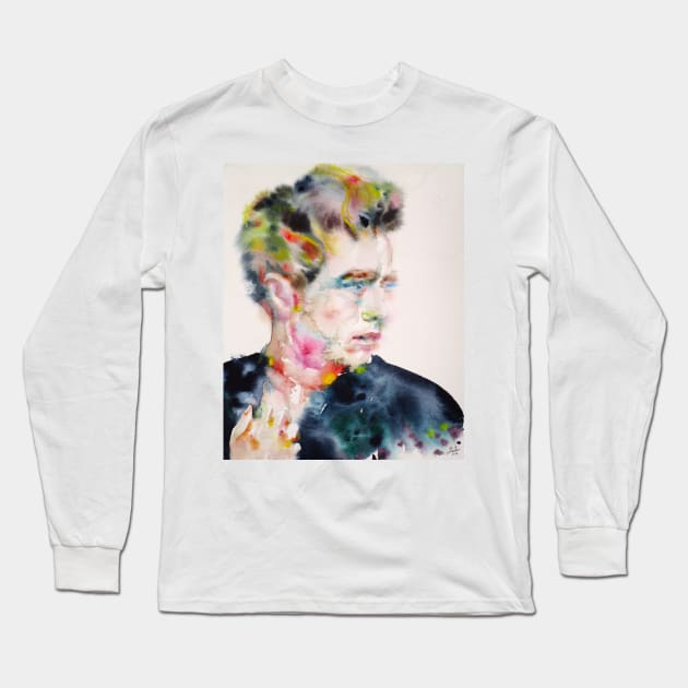 JAMES DEAN watercolor portrait .2 Long Sleeve T-Shirt by lautir